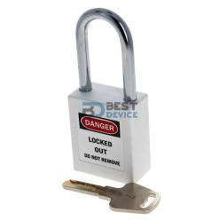 BRADY CANDADO ARCO ACERO CUERPO NYLON BLANCO ARCO 38MM (143123)