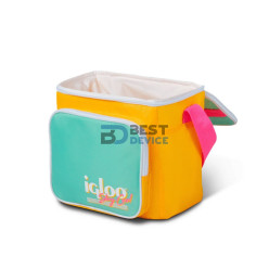 BOLSA TÉRMICA IGLOO 9 LATAS RETRO SQUARE LUNCH AMARILLO CON VERDE AGUA 66061