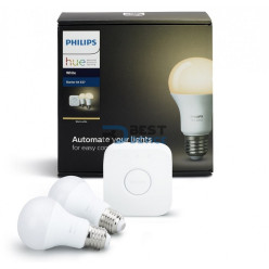 IOT PHILIPS KIT 2 FOCO BLANCO + BRIGDE HUE 220V 9W A60 E27 (449554)