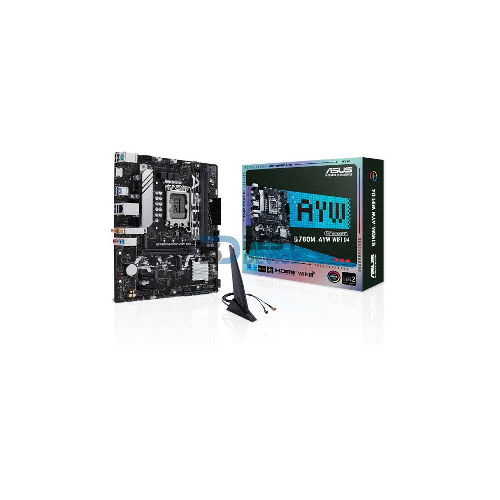 PLACA MADRE ASUS 1700 B760M-AYW WIFI D4 S/R/HDMI/2M2/DDR4/USB3.2/MATX PLACA MADRE ASUS 1700 B760M-AYW WIFI D4 S/R/HDMI/2M2/DDR4/USB3.2/MATX