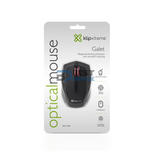 MOUSE KLIP XTREME USB KMO-120BK GALET 1000DPI/3 BOT/3D/NEG