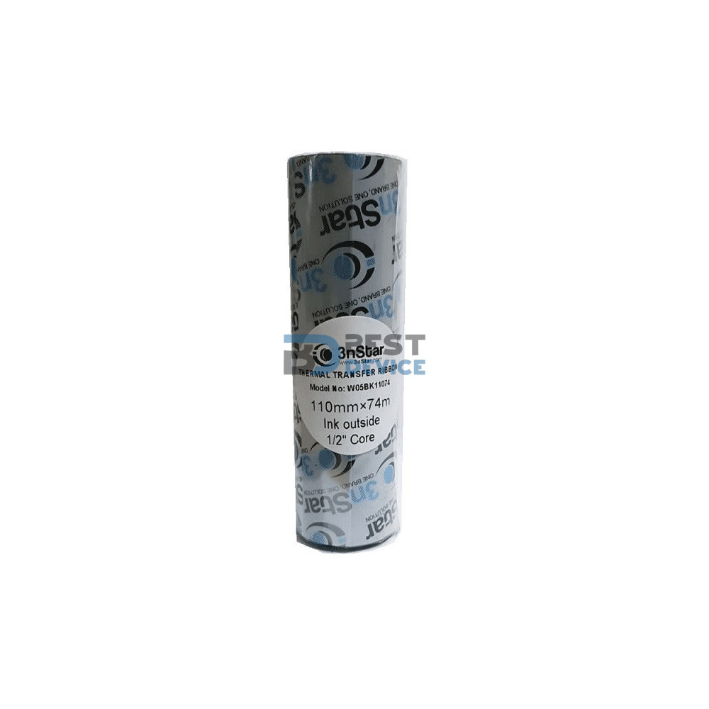 RIBBON DE IMPRESORA ETIQUETA 3NSTAR 4" 110MM X 74M CERA W05BK11074 X UNI RIBBON DE IMPRESORA ETIQUETA 3NSTAR 4" 110MM X 74M CERA W05BK11074 X UNI