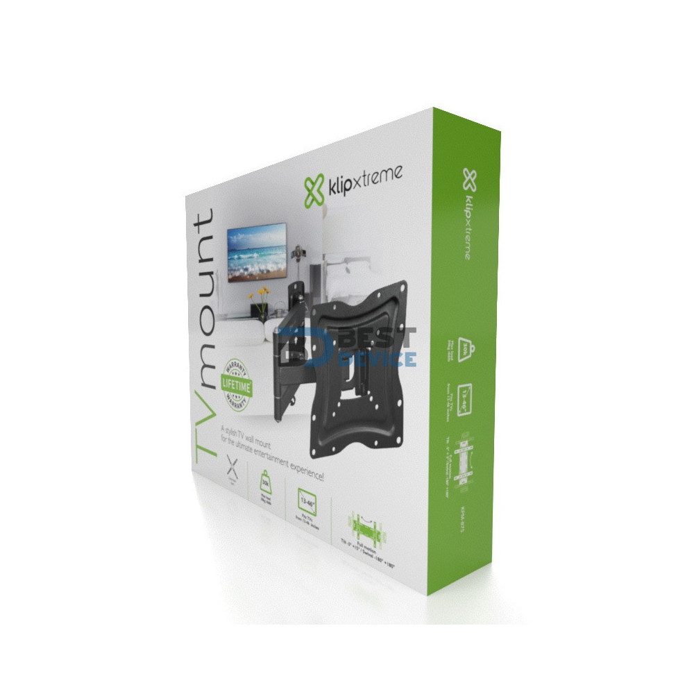 SOPORTE KLIP XTREME PARA TV 13" A 46" KPM-875 30KG/INCLI/GIR 180/NEG SOPORTE KLIP XTREME PARA TV 13" A 46" KPM-875 30KG/INCLI/GIR 180/NEG