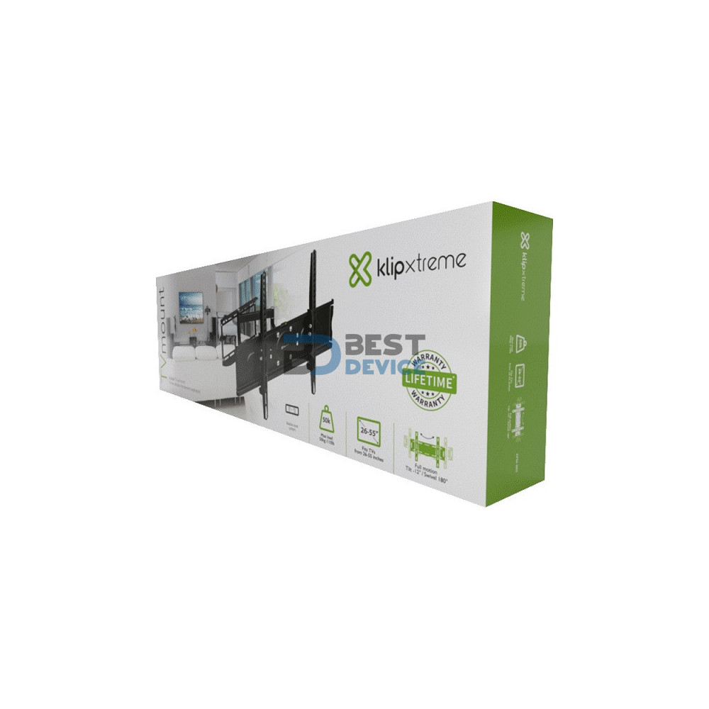 SOPORTE KLIP XTREME PARA TV 26" A 55" KPM-885 50KG/INCLI/GIR 180/NEG SOPORTE KLIP XTREME PARA TV 26" A 55" KPM-885 50KG/INCLI/GIR 180/NEG