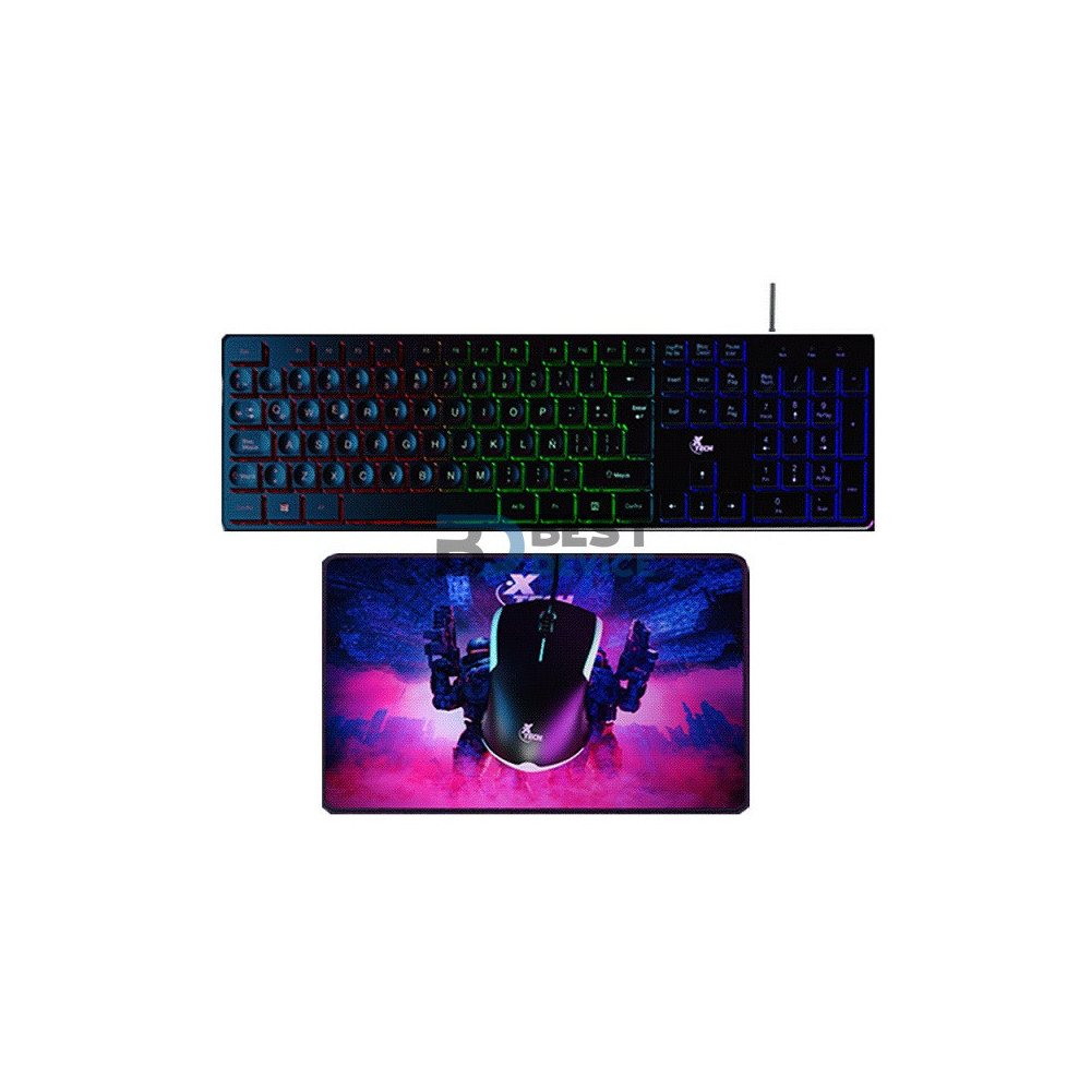 TECLADO+MOUSE+MOUSEPAD XTECH XTK-535S HASHA 3EN1 RGB/USB/ESP
