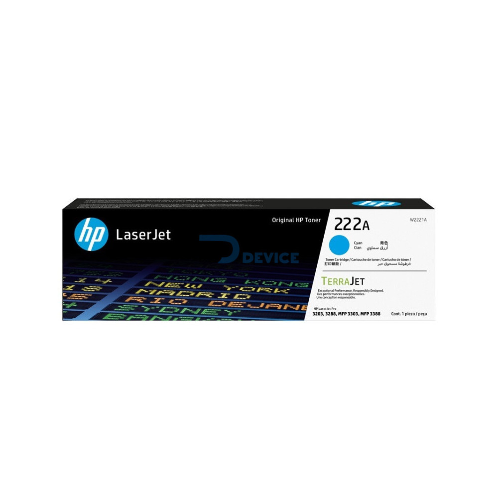 TONER HP 222A CYAN W2221A LJ PRO M203/MFP 3201/3204/3288/3303/3388 TONER HP 222A CYAN W2221A LJ PRO M203/MFP 3201/3204/3288/3303/3388