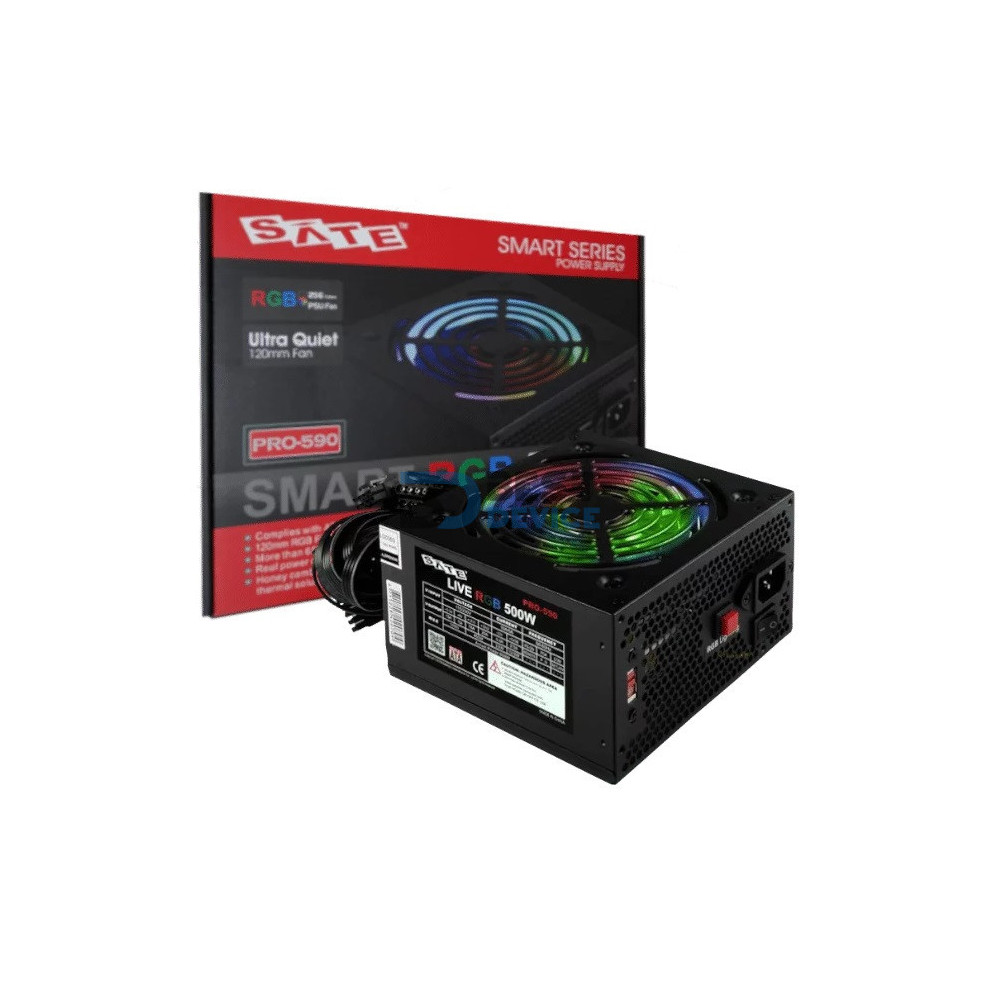 FUENTE SATE PRO590 500W REAL COOLER RGB FUENTE SATE PRO590 500W REAL COOLER RGB