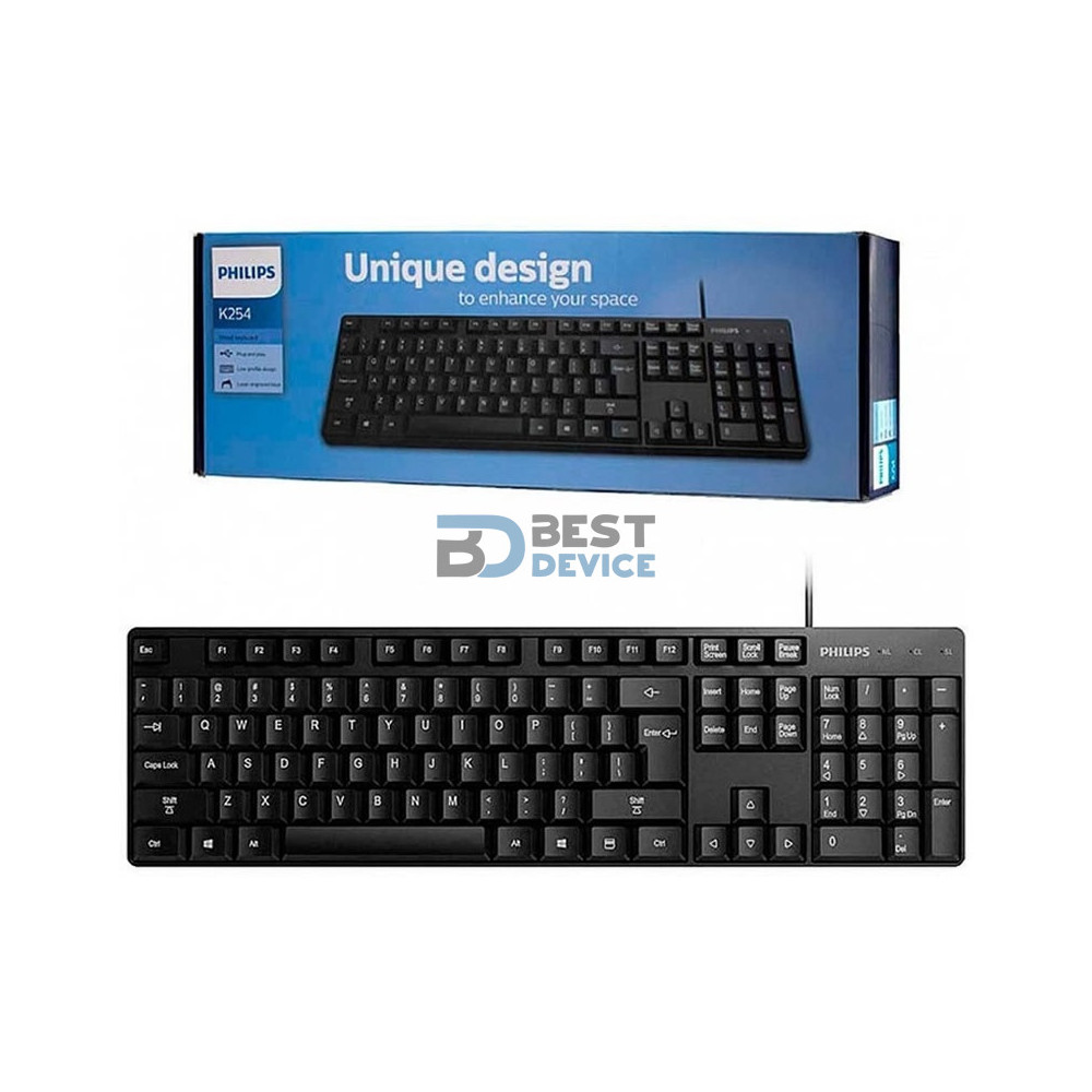 TECLADO PHILIPS K254 USB WIRED NEGRO TECLADO PHILIPS K254 USB WIRED NEGRO