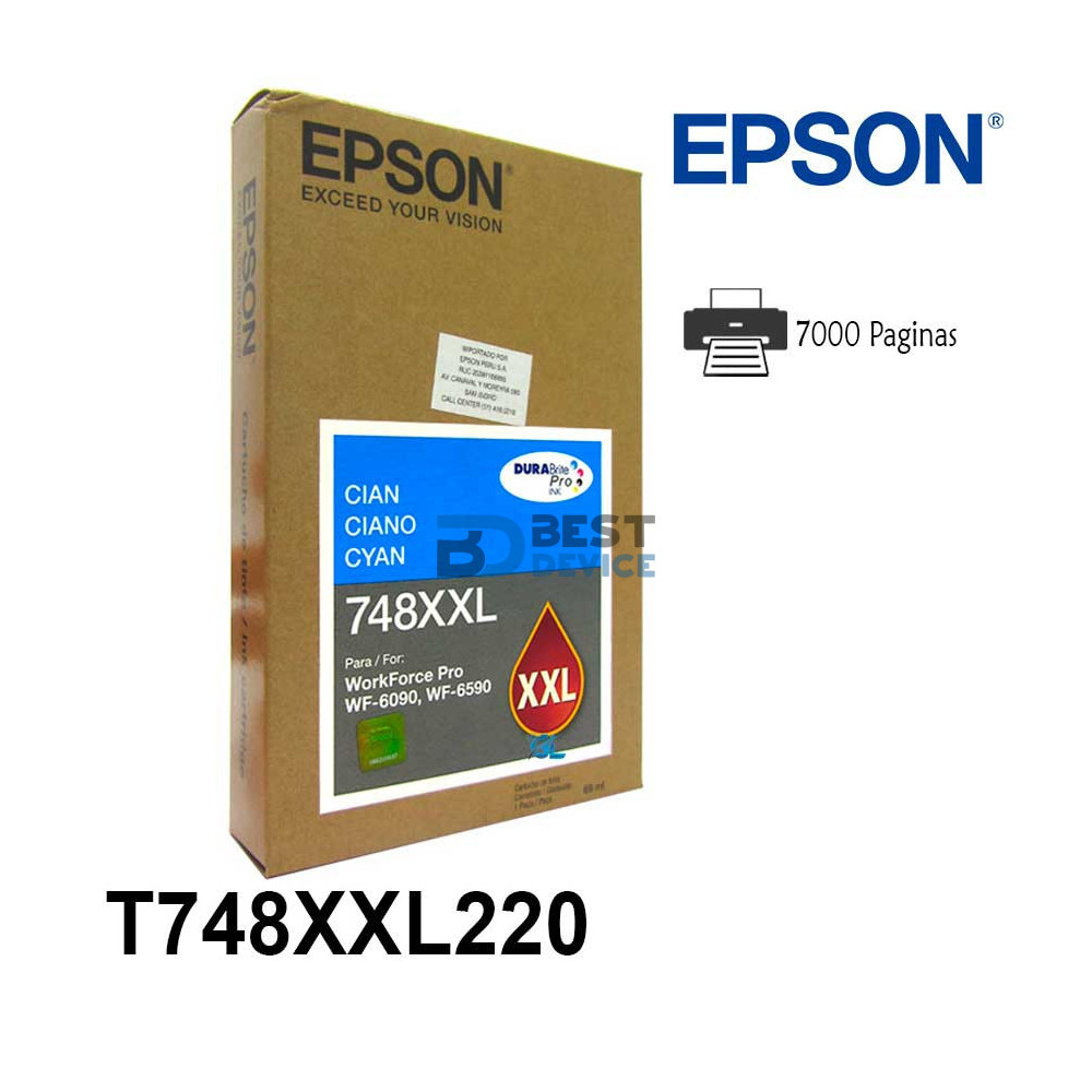 TINTA EPSON T748XXL220-A CYAN TINTA EPSON T748XXL220-A CYAN