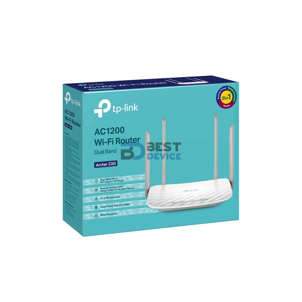 ROUTER TP-LINK ARCHER C50(BR) AC1200 DUAL BAND 4 ROUTER TP-LINK ARCHER C50(BR) AC1200 DUAL BAND 4