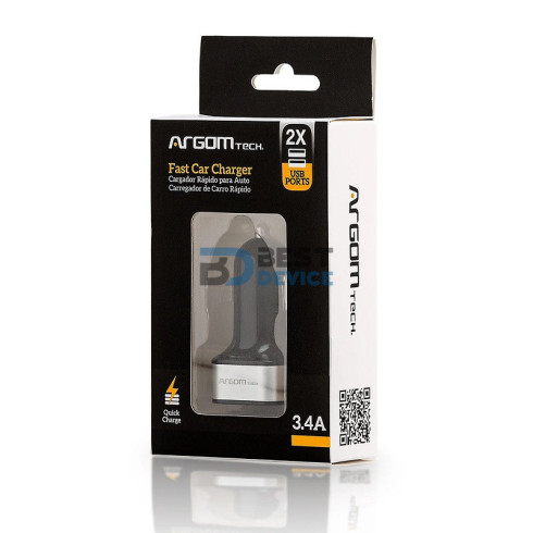 CARGADOR ARGOMTECH PARA AUTO ARG-AC-0112BK USB