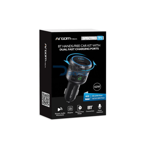 CARGADOR ARGOMTECH PARA AUTO ARG-AC-0343BK MANOS LIBRE 2P BT