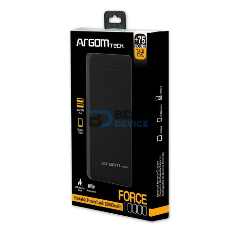 CARGADOR PORTÁTIL ARGOMTECH ARG-PB-1110BK 10.000mAh NEGRO