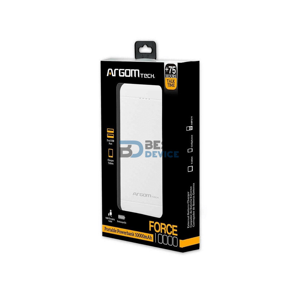 CARGADOR PORTÁTIL ARGOMTECH ARG-PB-1110WT 10.000mAh BLANCO CARGADOR PORTÁTIL ARGOMTECH ARG-PB-1110WT 10.000mAh BLANCO