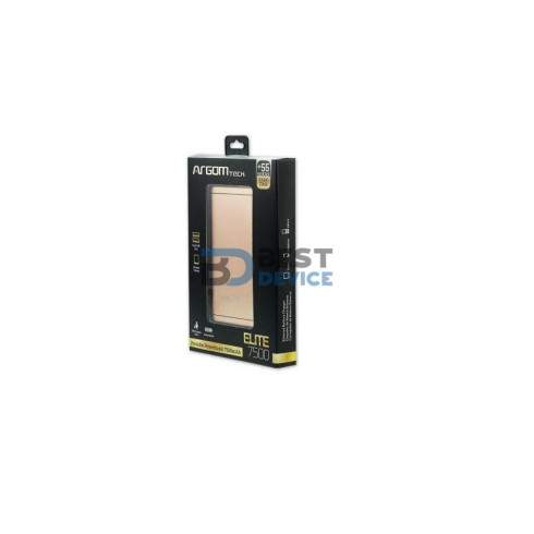 CARGADOR PORTÁTIL ARGOMTECH ARG-PB-1125GD 7500mAh DORADO