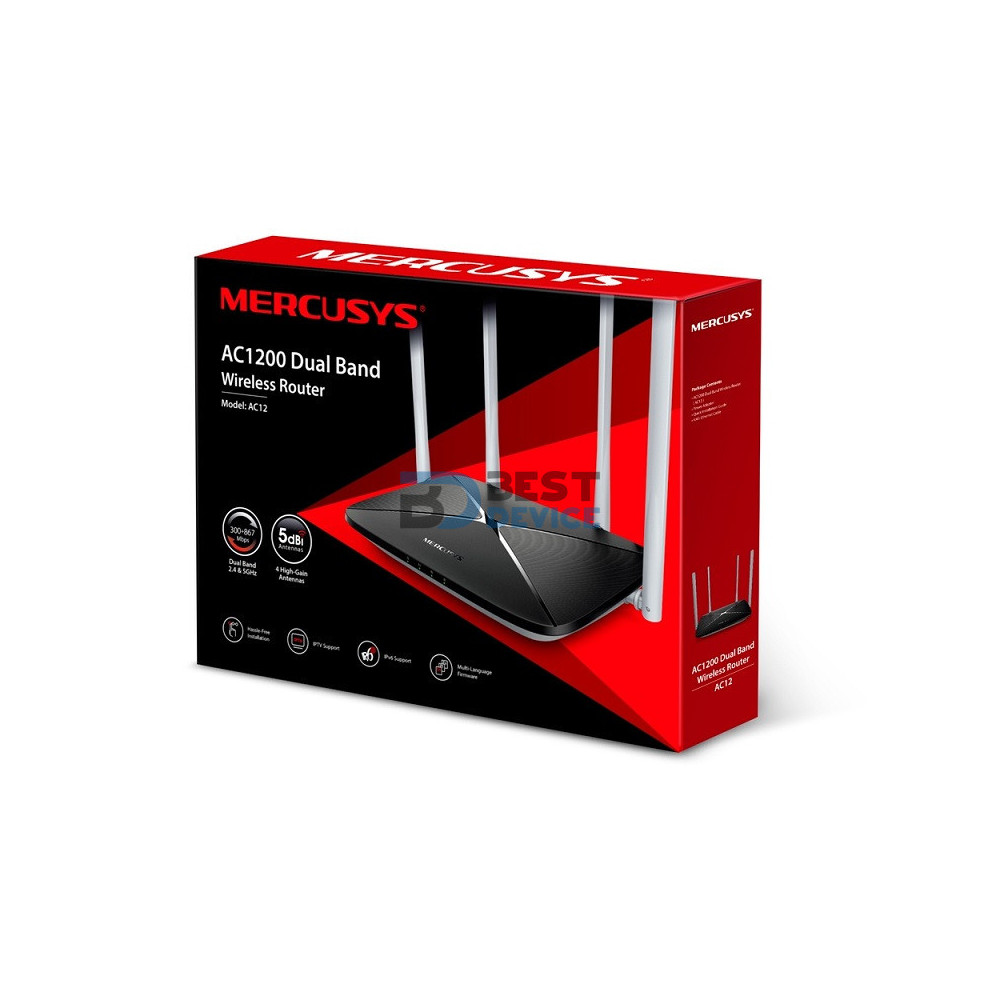 ROUTER MERCUSYS AC1200 DUAL BAND 4ANT5DBI ROUTER MERCUSYS AC1200 DUAL BAND 4ANT5DBI