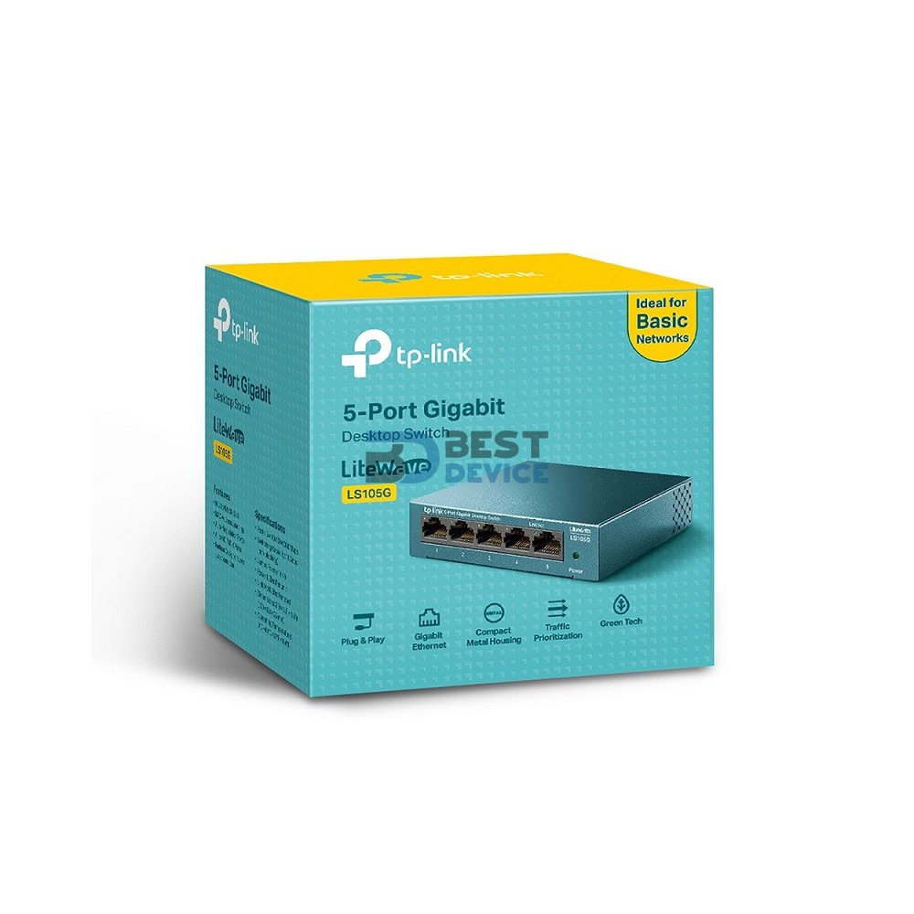 SWITCH TP-LINK 5P LS105G 10/100/1000 MBPS SWITCH TP-LINK 5P LS105G 10/100/1000 MBPS