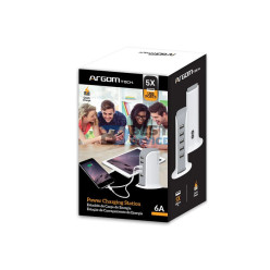 CARGADOR ARGOMTECH ARG-AC-0119WT 5 PUERTOS USB 6A 110/220V