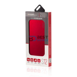 CARGADOR PORTÁTIL ARGOMTECH ARG-PB-1150RD 12000 MAH ROJO