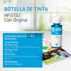 TINTA HP GT52 M0H54AL CYAN
