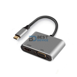 ADAPTADOR USB TYPE C A VGA/HDMI (HEMBRA)