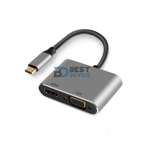 ADAPTADOR USB TYPE C A VGA/HDMI (HEMBRA)
