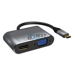 ADAPTADOR USB TYPE C A VGA/HDMI (HEMBRA)