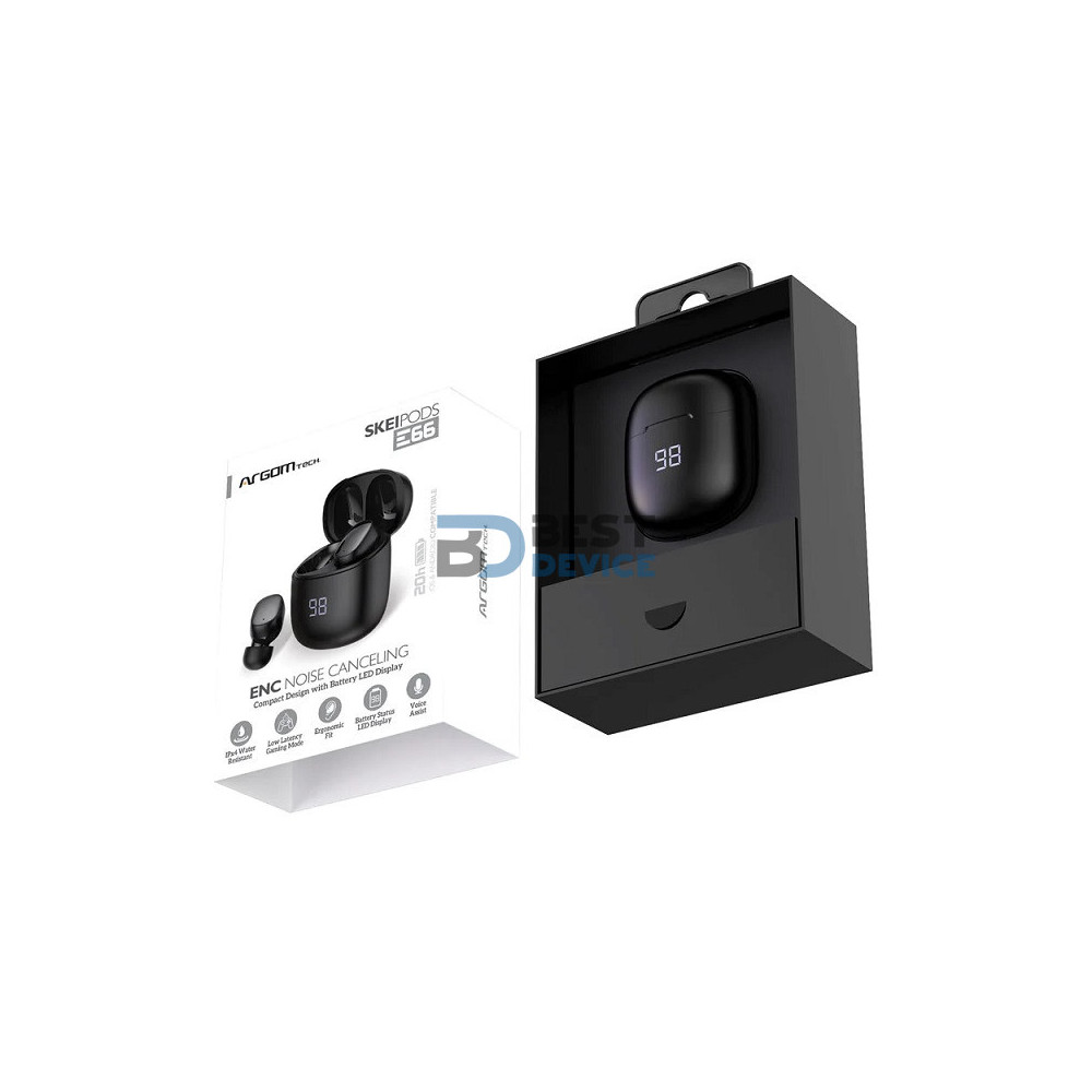 AURICULAR ARGOMTECH ARG-HS-5066BK SKEIPODS E66 TRUE WIR AURICULAR ARGOMTECH ARG-HS-5066BK SKEIPODS E66 TRUE WIR
