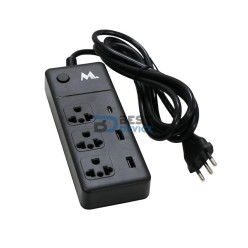 FILTRO DE LINEA MTEK SMART 3 ENCHUFES/2-USB/1 TYPE C/BL