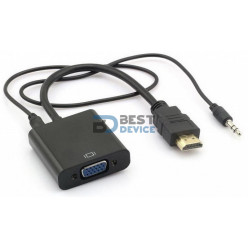 CABLE ADAPTADOR HDMI MACHO A VGA HEMBRA C/AUDIO