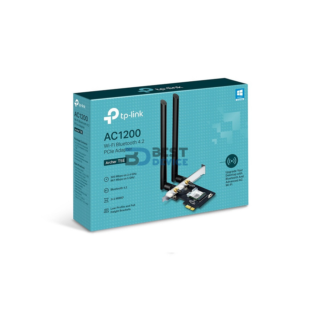 ADAPTADOR TP-LINK ARCHER T5E AC1200 WIFI BLUETOOH ADAPTADOR TP-LINK ARCHER T5E AC1200 WIFI BLUETOOH