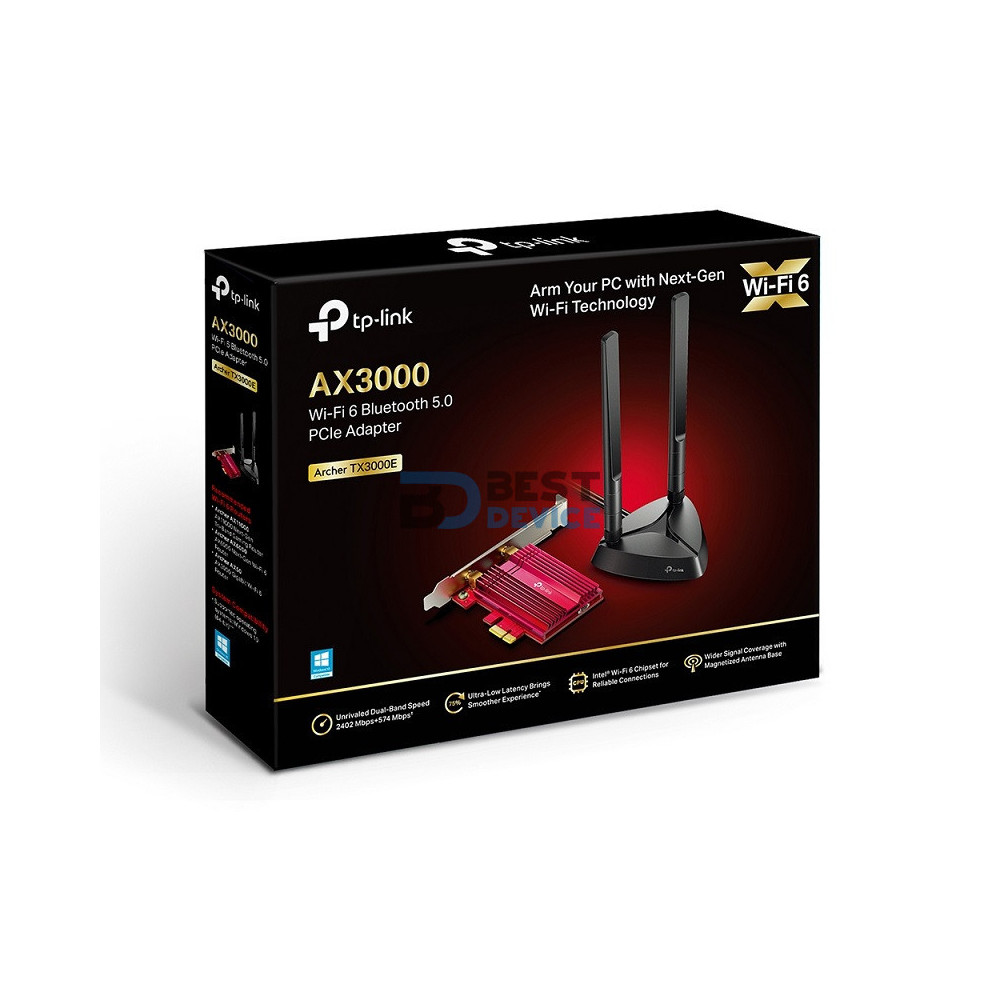 ADAPTADOR TP-LINK W NE PCIe TX3000E WI-FI6+BLUETOOTH 5.2 ADAPTADOR TP-LINK W NE PCIe TX3000E WI-FI6+BLUETOOTH 5.2