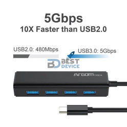 CABLE ADAPTADOR ARGOMTECH ARG-UB-0090 TIPO-C A USB 3.0 4 PTOS