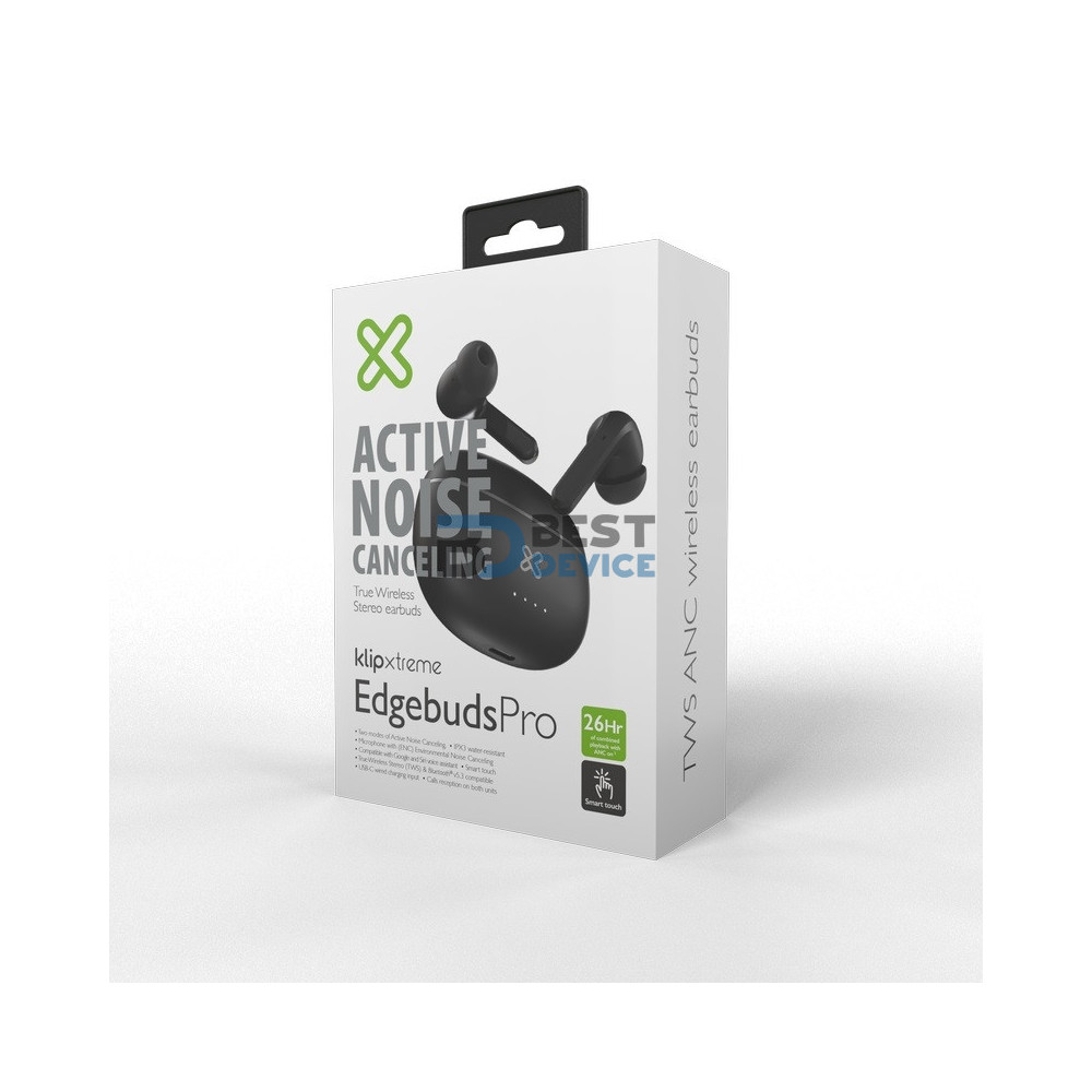 AURICULAR KLIP XTREME EARPHONE KTE-750BK EDGEBUDSPRO BT/MIC/ANC/TWS/TOUCH/IPX3/NEG AURICULAR KLIP XTREME EARPHONE KTE-750BK EDGEBUDSPRO BT/MIC/ANC/TWS/TOUCH/IPX3/NEG