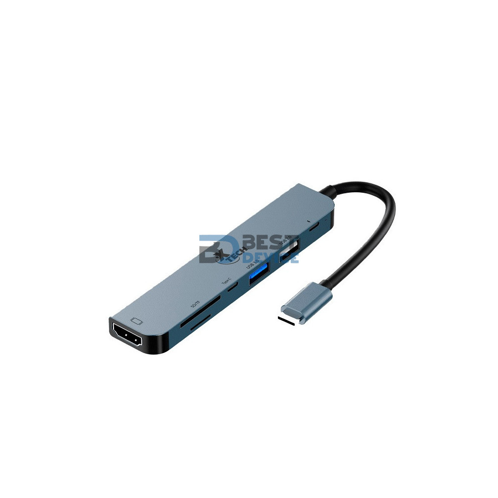 HUB XTECH XTC-571 USB-C/7 EN 1 4K/5GBPS/SD/USB-C GRIS HUB XTECH XTC-571 USB-C/7 EN 1 4K/5GBPS/SD/USB-C GRIS