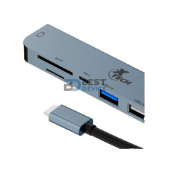 HUB XTECH XTC-571 USB-C/7 EN 1 4K/5GBPS/SD/USB-C GRIS