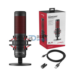 MICROFONO HYPERX HX-MICQC-BK QUADCAST LUZ ROJO 2M 48KHZ/16-BIT
