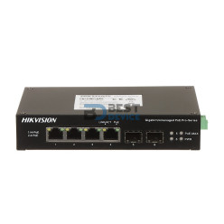 SWITCH INDUSTRIAL HIKVISION DS-3T0506HP-E/HS 6P/4POE GBPS/2SFP METAL