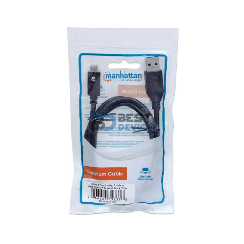CABLE USB-A/USB-C M/M 1M MANHATTAN 353373 NEGRO BOLSA