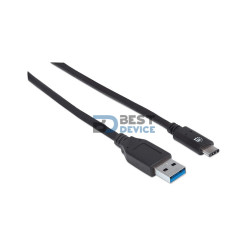CABLE USB-A/USB-C M/M 1M MANHATTAN 353373 NEGRO BOLSA