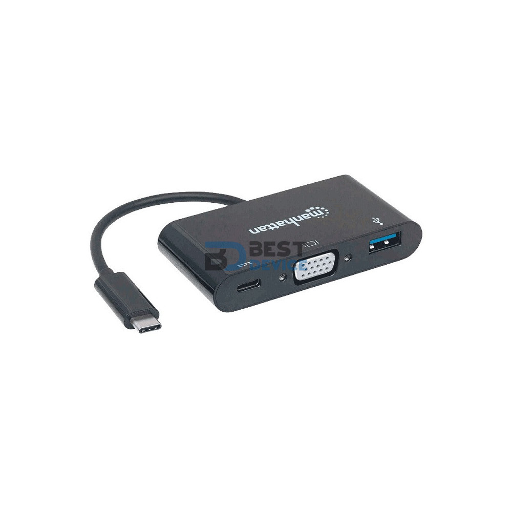 CONVERSOR USB-C 3.1-VGA/USB-A/USB-C MANHATTAN 152044 HD/FHD/60HZ BLISTER NEG CONVERSOR USB-C 3.1-VGA/USB-A/USB-C MANHATTAN 152044 HD/FHD/60HZ BLISTER NEG