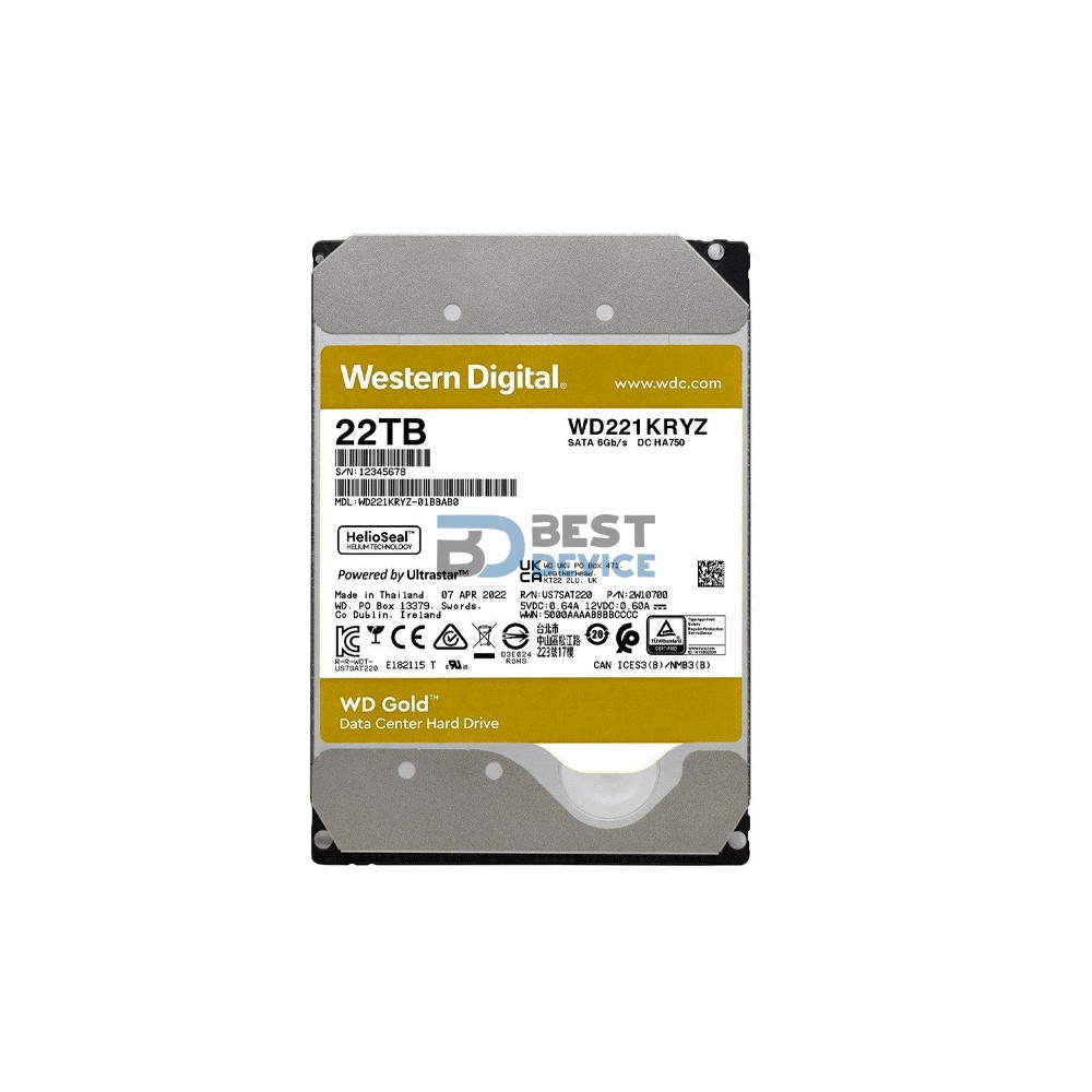 DISCO DURO WESTERN DIGITAL 22 TB GOLD ENTERPRISE 7200 512MB WD221KRYZ DISCO DURO WESTERN DIGITAL 22 TB GOLD ENTERPRISE 7200 512MB WD221KRYZ