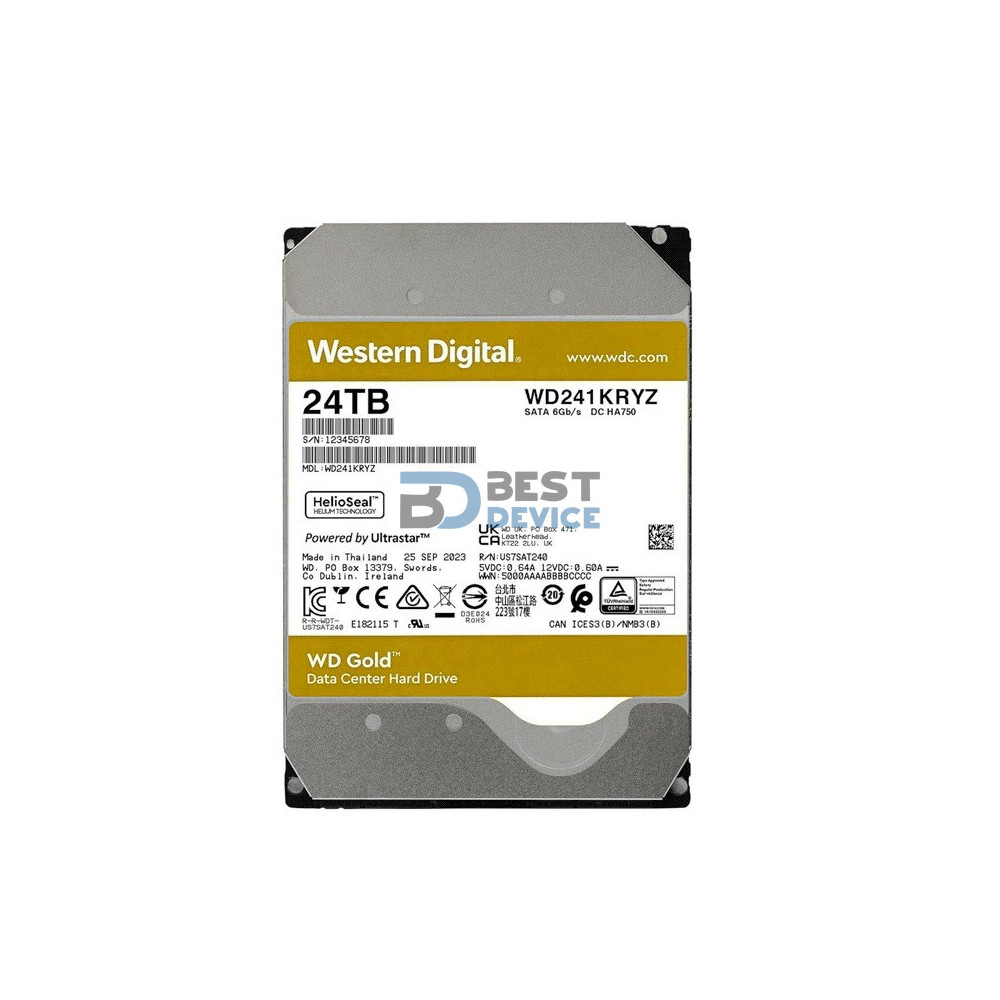 DISCO DURO WESTERN DIGITAL 24 TB GOLD ENTERPRISE 7200 512MB WD241KRYZ DISCO DURO WESTERN DIGITAL 24 TB GOLD ENTERPRISE 7200 512MB WD241KRYZ
