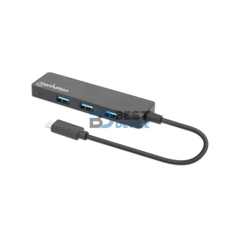HUB USB-C/USB-A MANHATTAN 164924 4 PORT/5GBPS NEG