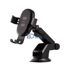 SOPORTE ARGOMTECH CON CARGADOR INALÁMBRICO DE CELULAR PARA AUTO ARG-AC-0160BK