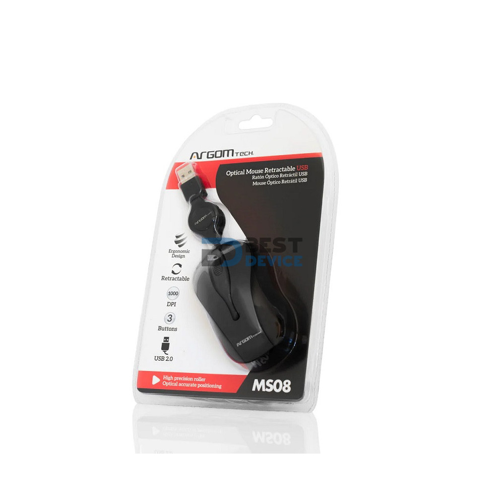 MOUSE ARGOMTECH ARG-MS-0008BK RETRACTIL NEGRO MOUSE ARGOMTECH ARG-MS-0008BK RETRACTIL NEGRO