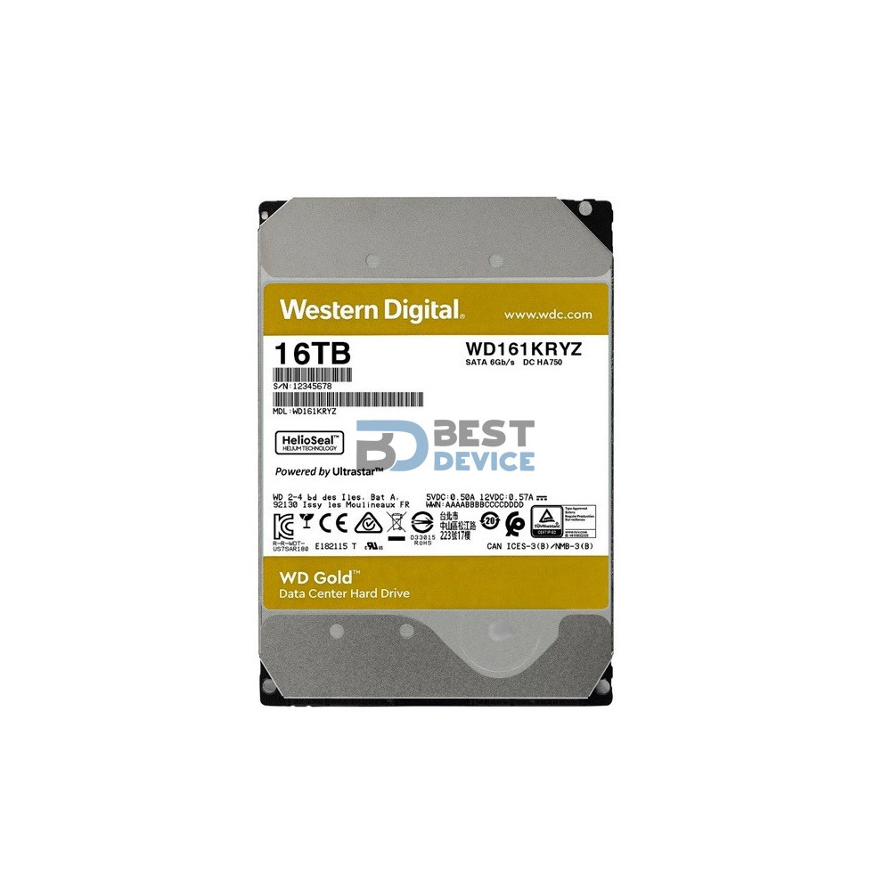 DISCO DURO WESTERN DIGITAL 16 TB GOLD ENTERPRISE 7200 512MB WD161KRYZ DISCO DURO WESTERN DIGITAL 16 TB GOLD ENTERPRISE 7200 512MB WD161KRYZ