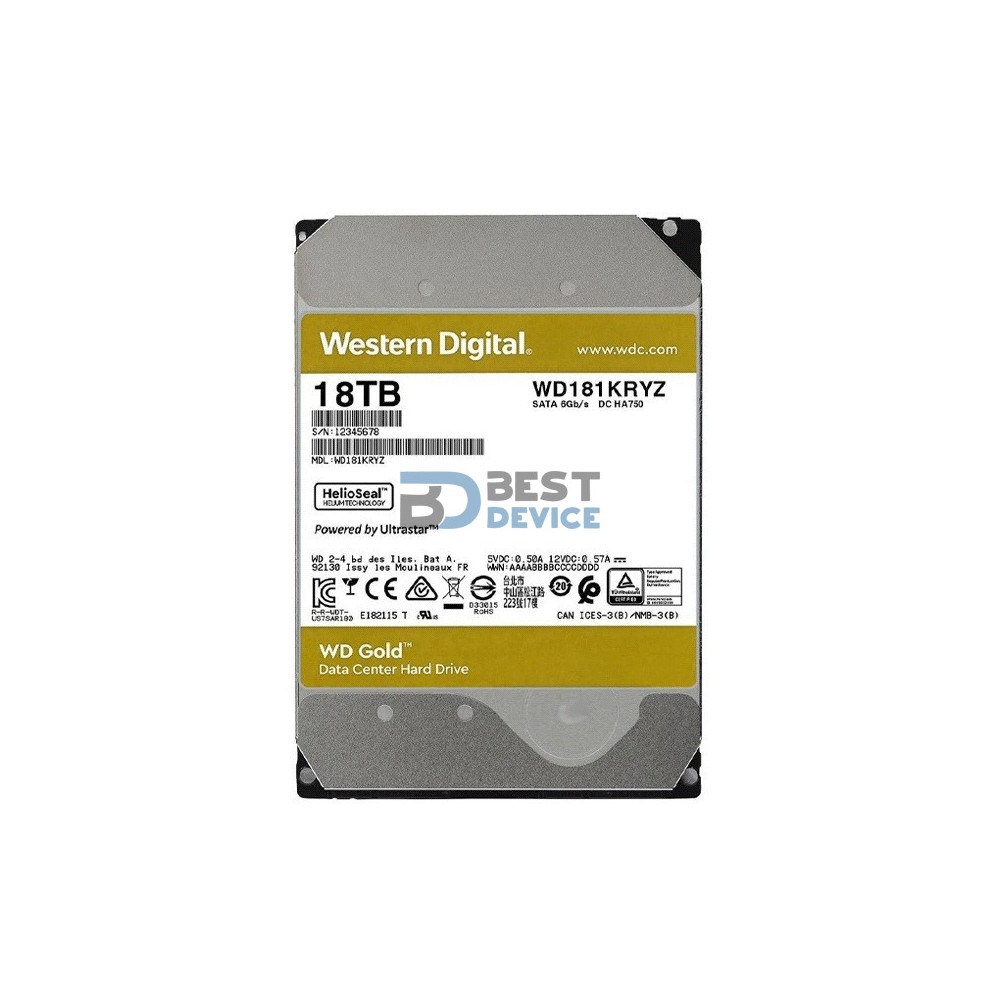 DISCO DURO WESTERN DIGITAL 18 TB GOLD ENTERPRISE 7200 512MB WD181KRYZ DISCO DURO WESTERN DIGITAL 18 TB GOLD ENTERPRISE 7200 512MB WD181KRYZ