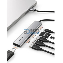 FTX HUB FTX-HBP2-AG7 USB-C 3.0/7 EN 1  4K/5GBPS/HDMI/USB/SD-TF GRIS