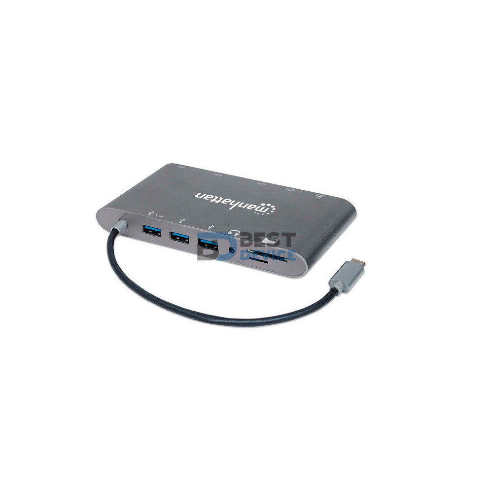HUB USB-C/7 EN 1 MANHATTAN 152808 4K/60HZ GRIS HUB USB-C/7 EN 1 MANHATTAN 152808 4K/60HZ GRIS